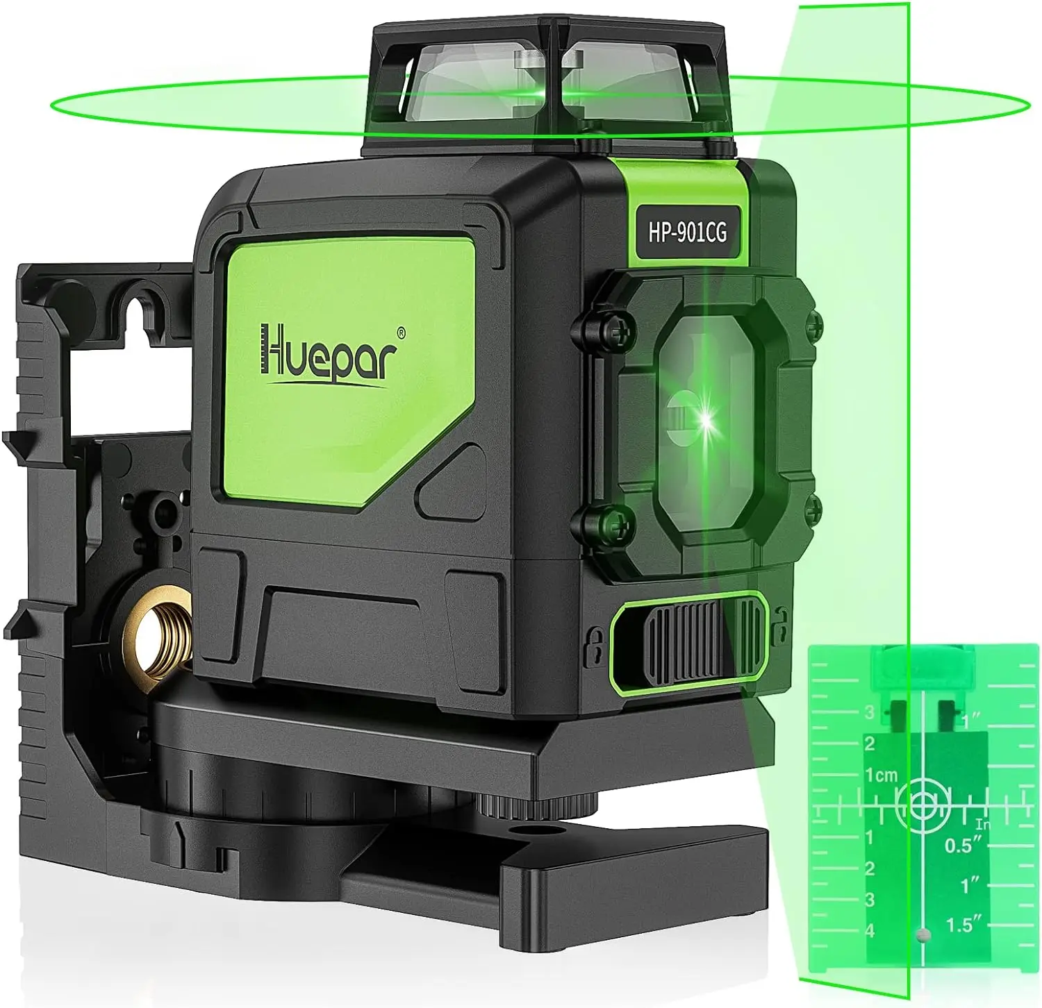 Huepar 901CG Osram Cross Line Laser Level 360° Self-Leveling Green Beam Laser Alignment Tool With Pulse Mode & Magnetic Base