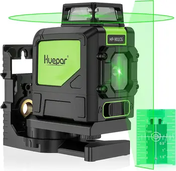 Huepar 901CG เลเซอร์วัดระดับกากบาทเลเซอร์360 ° ปรับระดับเองเครื่องมือจัดตำแหน่งเลเซอร์ลำแสงสีเขียวพร้อมโหมดชีพจรและโหมด alas magnetik
