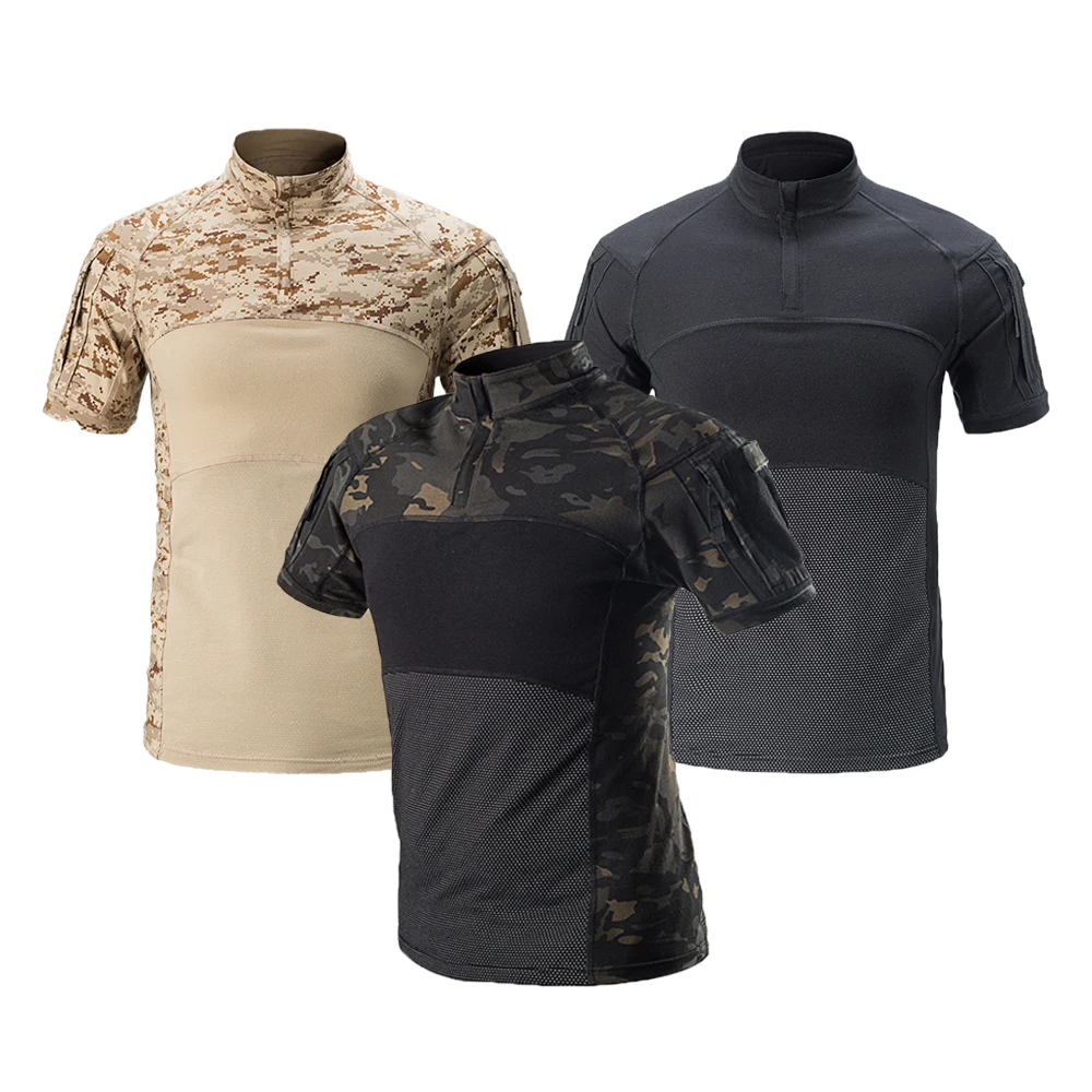 Military T-Shirt Men's Short Sleeve Camouflage Tactical Shirt Male SWAT Hunting Combat Multicam Camo Short Sleeve T Shirt