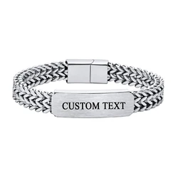 10mm Punk Matte Custom TEXT Name Men Stainless Steel Cuban Chain band Smooth Engrave Logo Id Bracelets Gift Jewelry