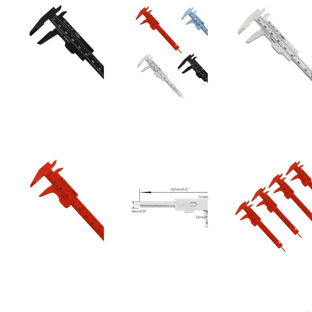37ME 4PCS  80 mm Mini Plastic Calipers Verniers Calipers Double Scale Sliding Gauges Measuring Tool Student Office Use