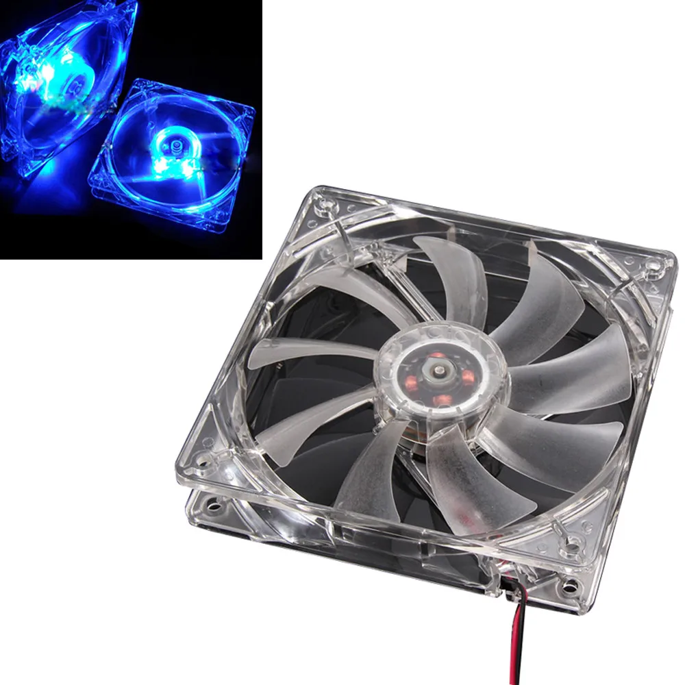 Neon Case Blue 120mm PC Cooling Fan Mod Light Quad Clear Computer 4-LED CPU Cooling Fans CPU Cooling Radiator Ventilador PC Cool