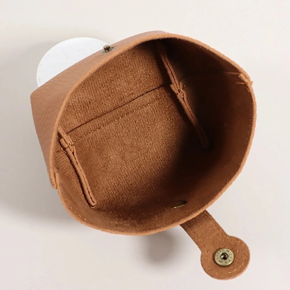 Portátil cor sólida couro do plutônio moeda bolsa tamanho pequeno saco de fone de ouvido multi-função bolsa presente do miúdo