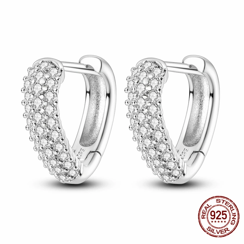 

2026 NEW 925 Sterling Silver Shining Heart Earrings for Women Fashion Earrings Ear Studs Fine Jewelry Party Gift
