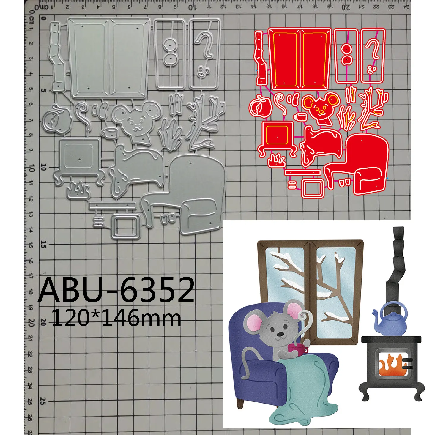 2023 New Metal Cutting Dies mice drinking hot tea on the sofa DIY Scrapbook Paper Craft Knife Mould Blade Punch Stencils Dies