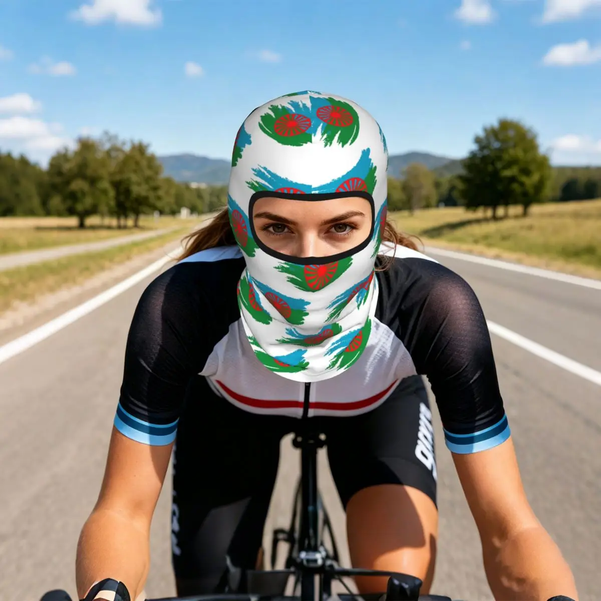 Rom Gypsy Romani Flag Breathable Thin Balaclava Full Face Mask Sun Protection Neck Gaiter For Motorcycle Cycling Fishing Outdoor