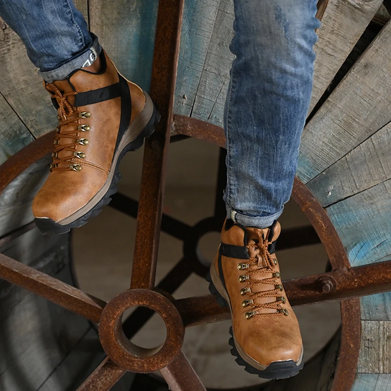 Veiligheidsschoenen met stalen neus Onverwoestbare leren laarzen Waterdichte constructiewerkschoenen Anti-lek Heren Anti-smash werklaarzen