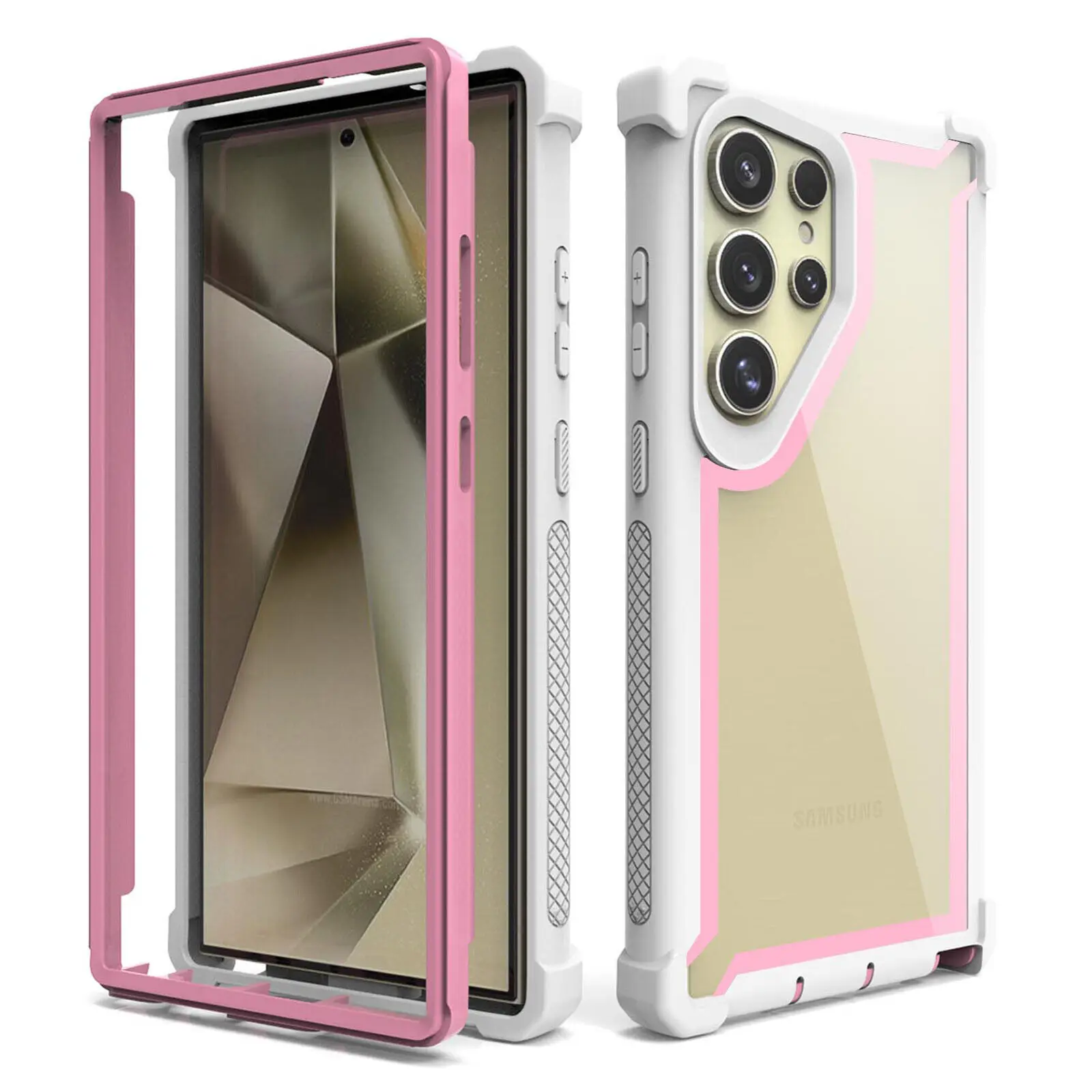 Dual-Layer Heavy Duty Clear Phone Case for Samsung Galaxy S25 Ultra S24 Plus S23 S22 S21 S20 FE Shockproof Protective Hard Cover