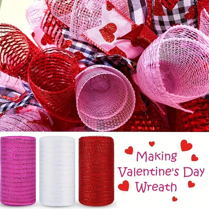 30ft Colorful Mesh Ribbon 6 Inches Wide Plastic Ribbon for Christmas Decoration Valentine's Day Diy Wrapping Ribbons 1 roll