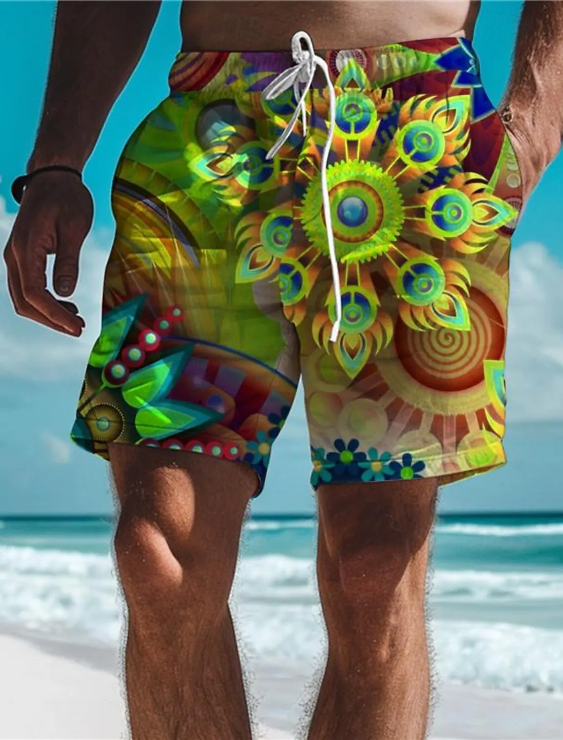 Floral Men's Resort 3D Printed Board Shorts Swim Trunks Elastic Drawstring Stretch Short Aloha Hawaiian Style Holiday Beach