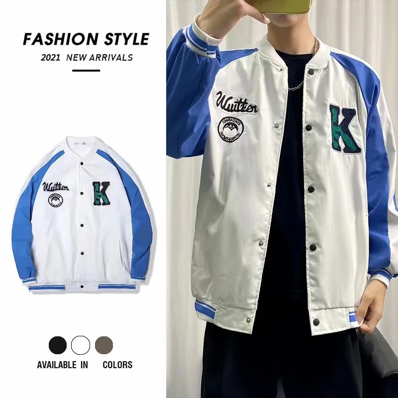 

Loose Men's Baseball Jaet Vintage American Sle Spring Autumn Trendy Pilot Coat Cotton Long Sve Youth ulari