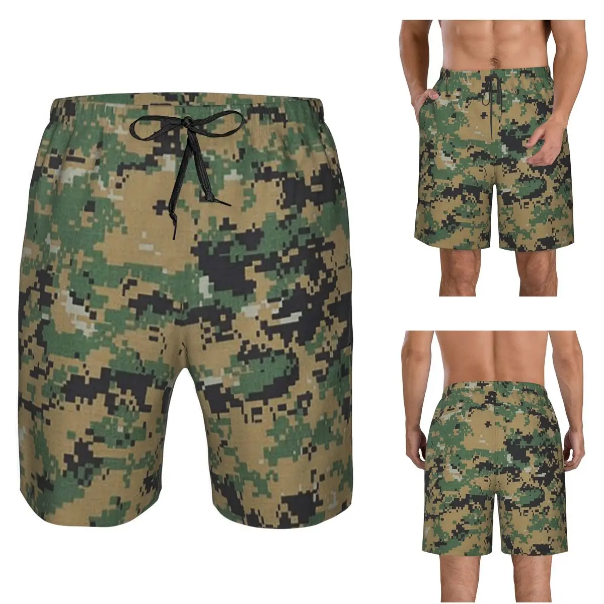 Camo Camouflage Military Woodland Army Trunks Beach Board Shorts Casual Quick Dry Swimming Summer Men Pants