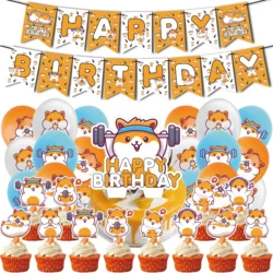 Guinea Pig Theme Birthday Party Decorations for Children Cartoon Hamster Balloons Happy Birthday Banner Guinea Pig Cake Toppers