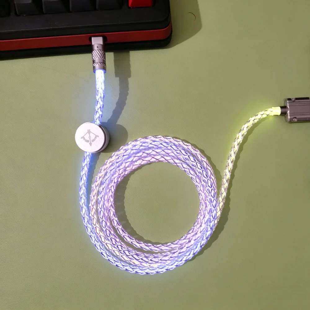 Single‑Crystal Copper Keyboard Cable With RGB Lighting Effect 8K Magnetic‑Shaft Data Cable Magnetic Type‑C Charging Cord