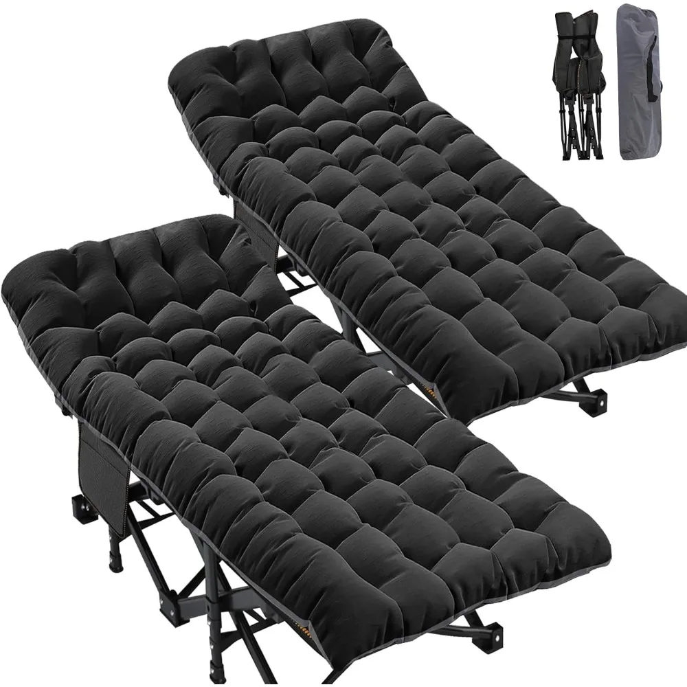 

2Pack Oversized XXL Folding Camping Cot W/Mat for Adults, 78" L x 32" W x 18" H,Heavy Duty Outdoor Bed with Carry Bag,1200 D La