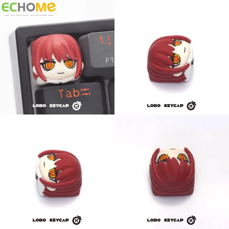 Makima Keycaps Cute Japanese Anime Keycap Custom Original Resin Drip Glue Key Cap for Gaming Mechanical Keyboard Accessories