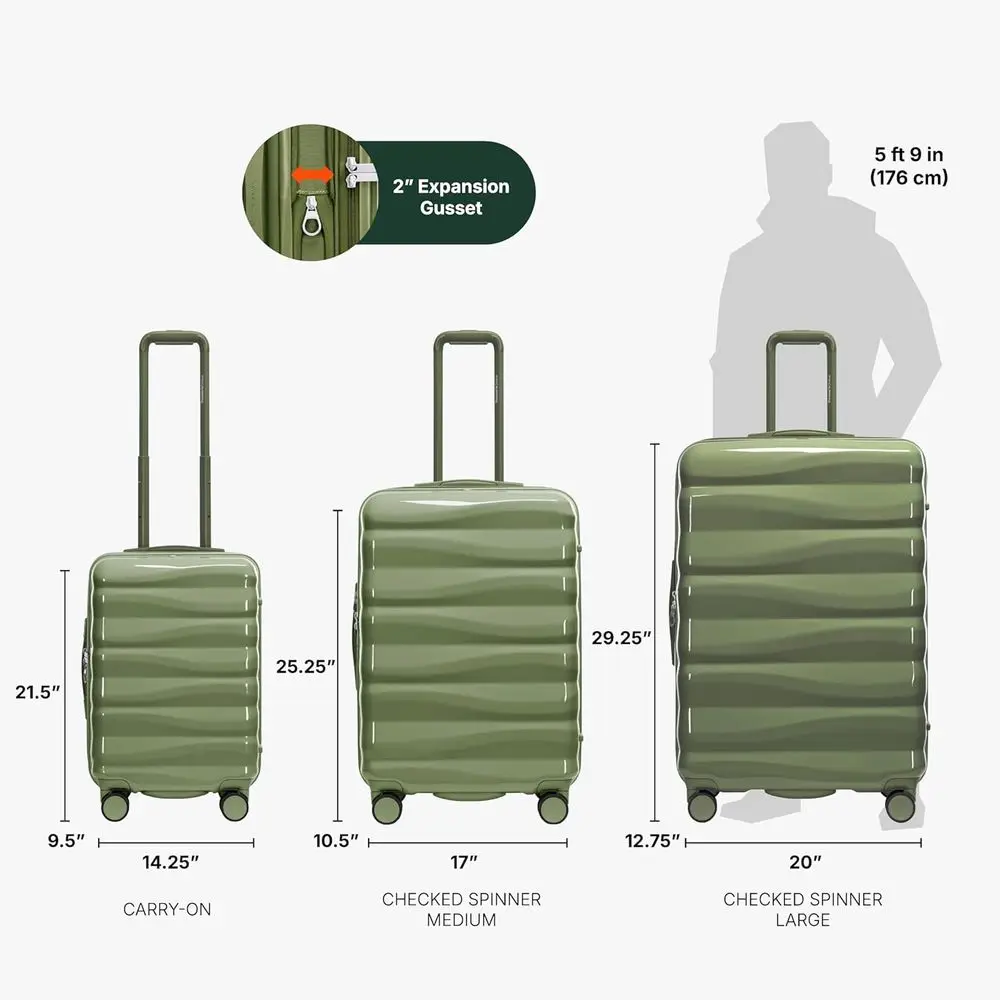 Edinburgh II 21 Green Hardshell Spinner Luggage with TSA Lock for Carry-On