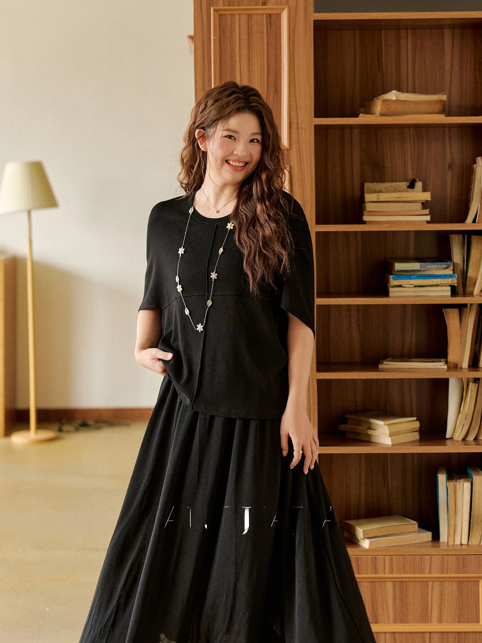 

Pamajia plus Size Women's Fashion Set Micro Drunken Evening Half Sleeve Top Half Skirt Two Piece Set Spring Casual Style