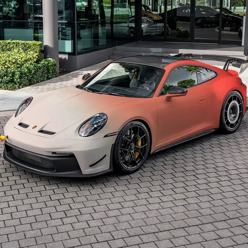 Custom Whole Car Body Printed Vinyl Wrapping Red and Pink Color Gradient Self-adhesive Vinyl Car Wrap Vinyl for Personal Car