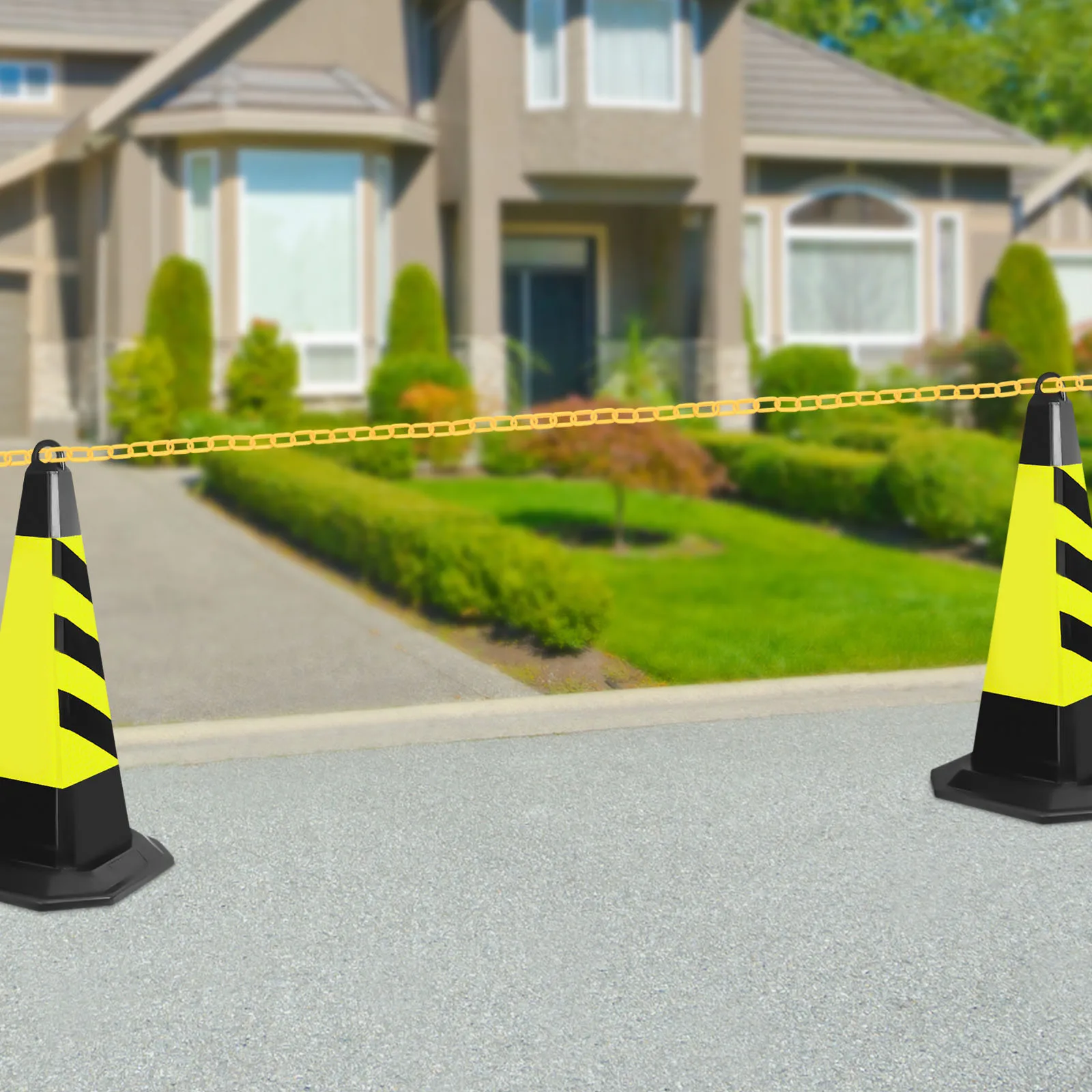 

Желтая пластиковая цепь-ограждение длиной 200 футов с 10 S-образными крюками — легкое, многоразовое средство для контроля толпы и разделения пространства