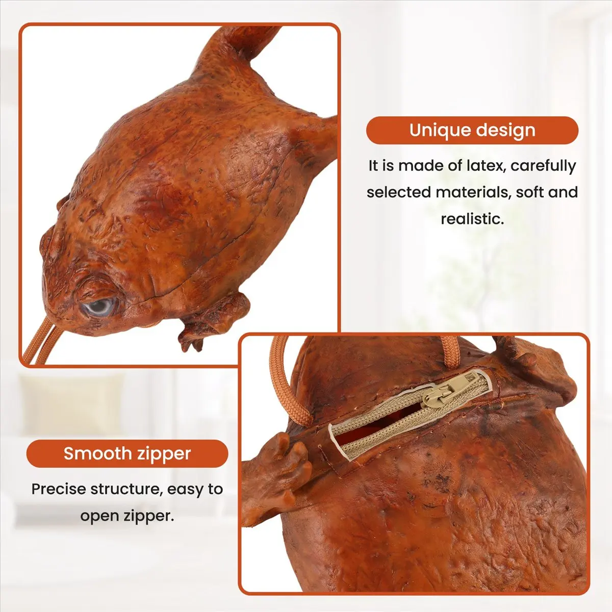 ABQR Lustige Kröten-Geldbörse, Individualität, Tier-Münzbeutel, realistische Frosch-Geldbörse, Humor, Dekoration, Aufbewahrung, Geschenke, Geldbörse, Handtasche