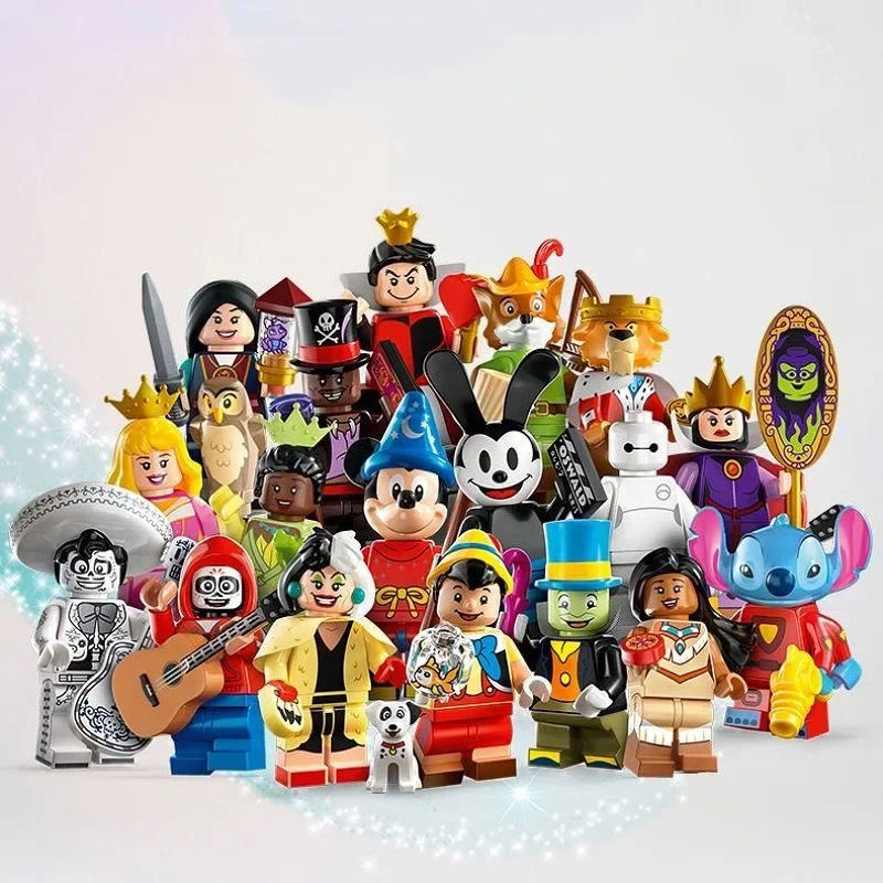 MINISO Disney 2024 nowy kompatybilny z osiemnastoma minifigurkami z serii 100 71038 klocków do prezenty świąteczne dla dzieci