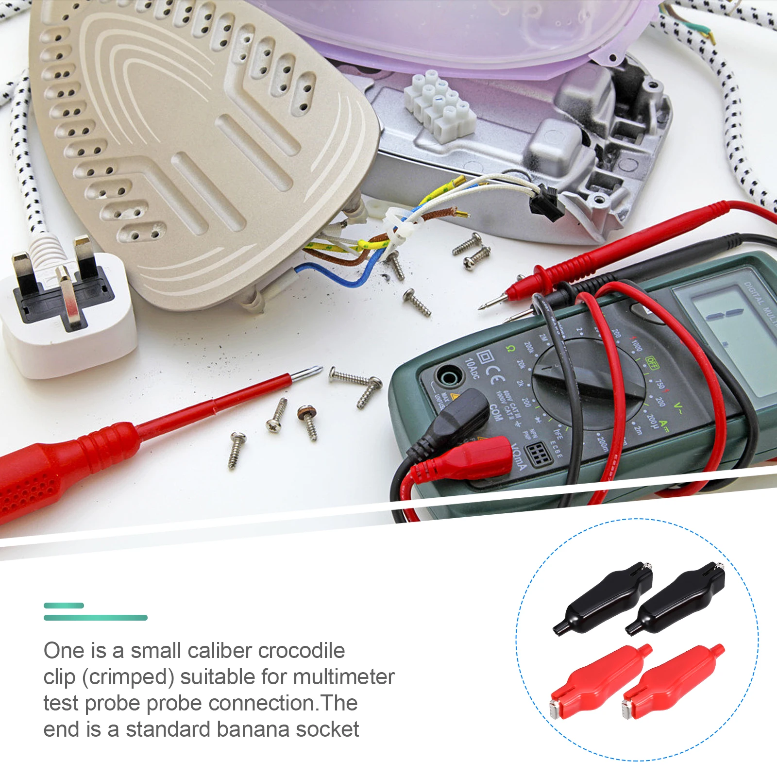 

8 pcs Double Insulated Crocodile Clips Copper Material Rust Proof Cable Lead Clips Multimeter Test Probe Welding Charging Clamp