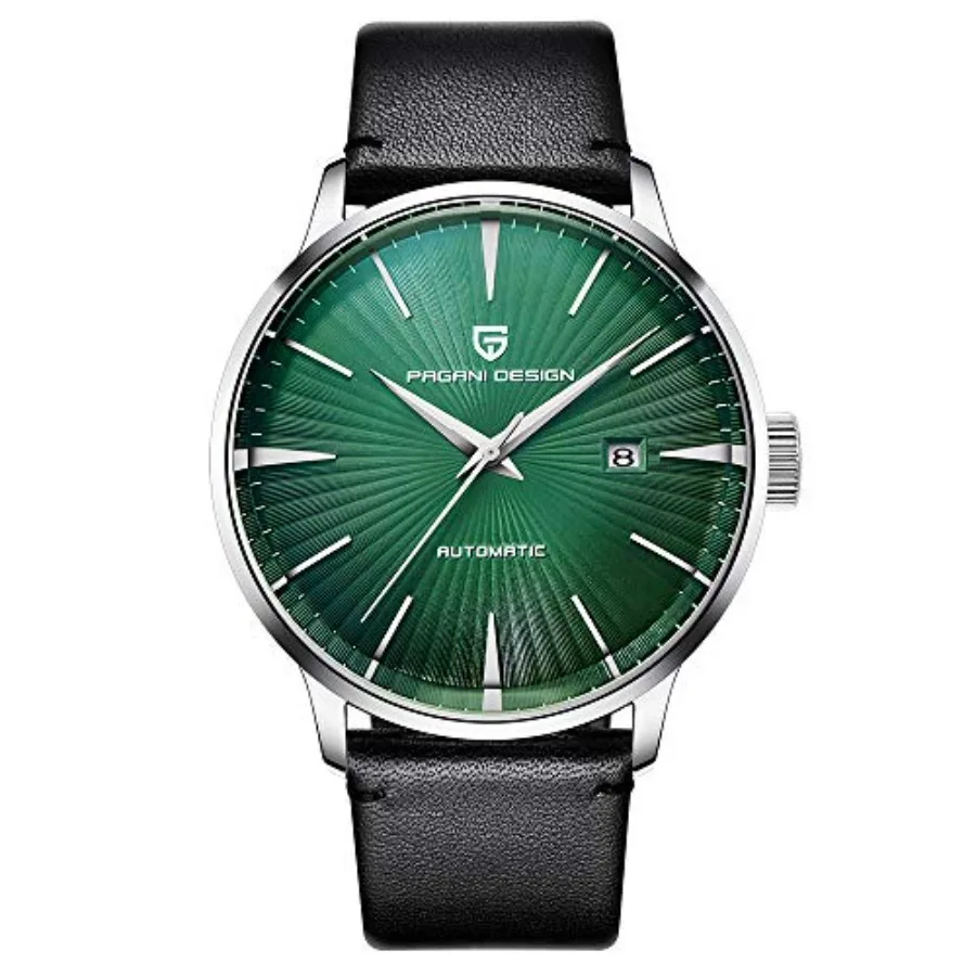 

Fashion Men's Waterproof Stainless Steel Automatic Mechanical Watch, Date Display and Brown Leather Strap