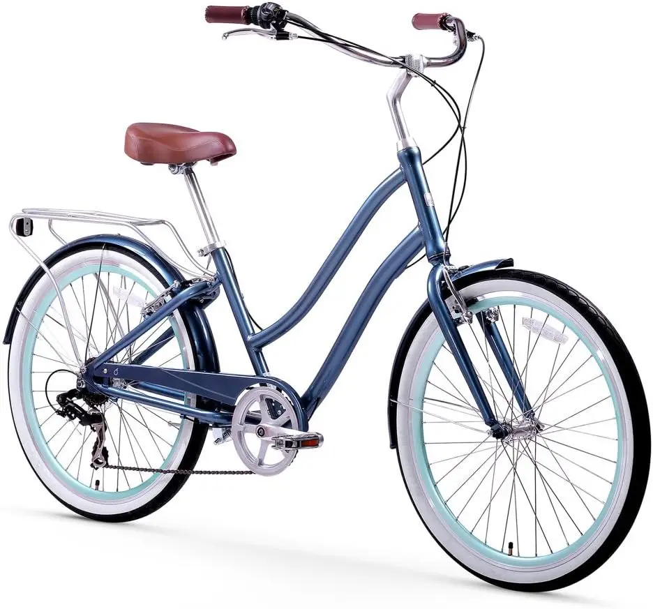 Women's Beach Cruiser Bike, Step-Through Touring Hybrid Bicycle