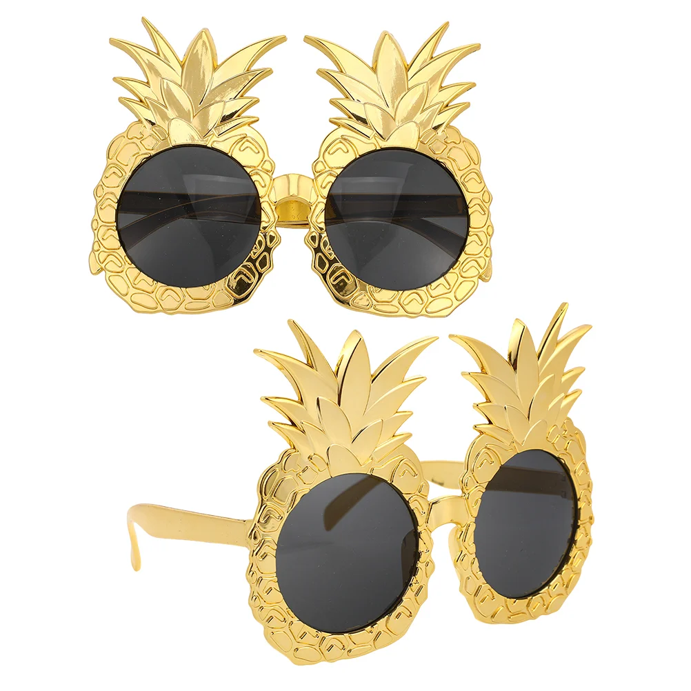 2 Pcs Pineapple Glasses Unique Design Yellow Color Hawaiian Luau Carnival Novelty Sunglasses Fruit Eyewear