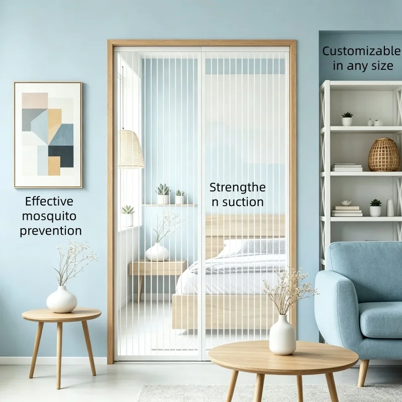 Magnetic Door Screen Window White Mosquito Net Automatic Closing Invisible Net, Suitable for Kitchen, Living Room, Bedroom