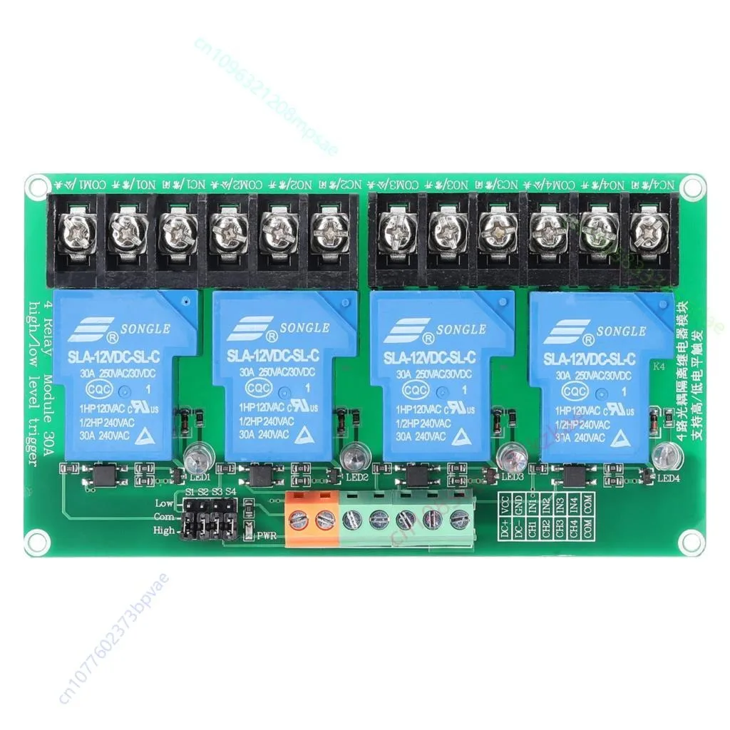 4-way 4 Channel Relay Module 30A High Current With Optocoupler Isolation Support High And Low Level Trigger 5V 12V 24V