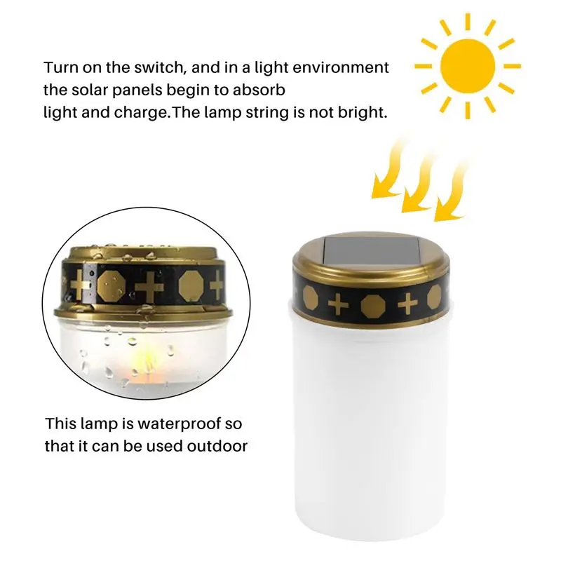Fresh White Grave Candle For Cemetery Grave Solar Lights With Lighting LED Grave Light