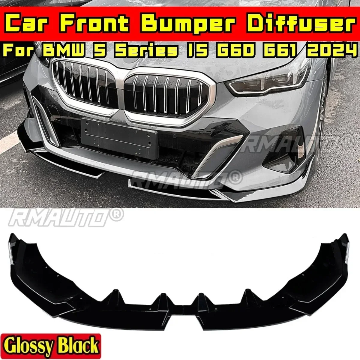 

I5 G60 G61 Body Kit Front Bumper Lip Glossy Black MP Style Bumper Guard for BMW 5 Series I5 G60 G61 2024 Car Accessories