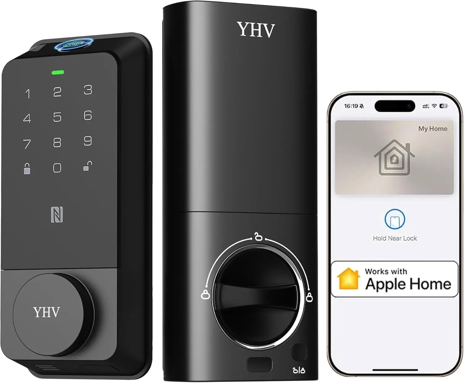 

Smart Door Lock with Apple HomeKit, Alexa, Google Support, Fingerprint Keyless Entry, Wi-Fi Enabled for Front/Back Doors