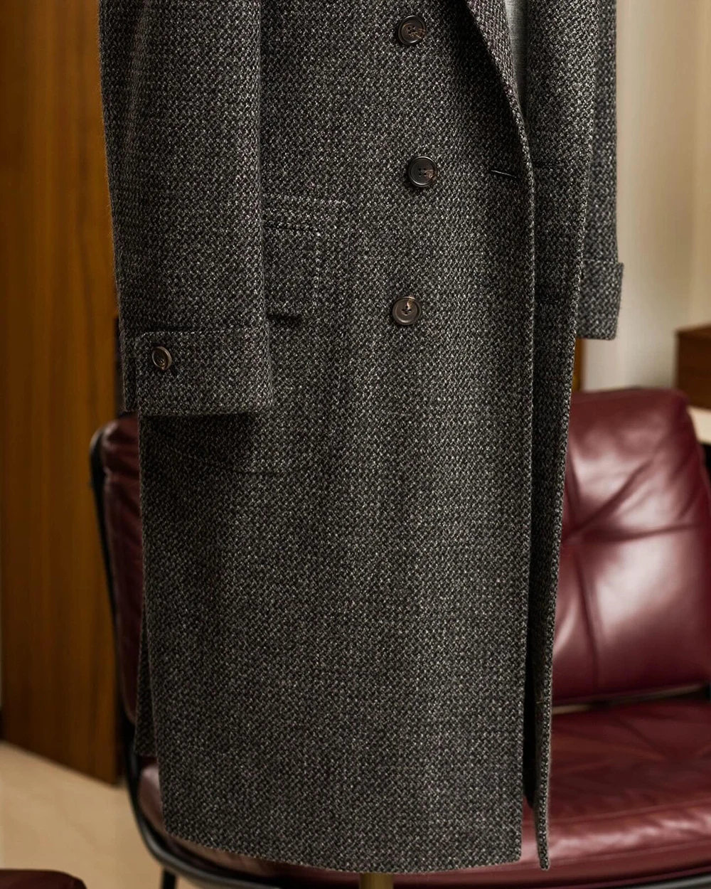 เสื้อโค้ททวีดผู้ชายแบบสั่งตัดพิเศษ กันลม กระดุมสองแถว สำหรับเจ้าบ่าว งานปาร์ตี้ งานพรอม ชุดทำงาน แบบชิ้นเดียว