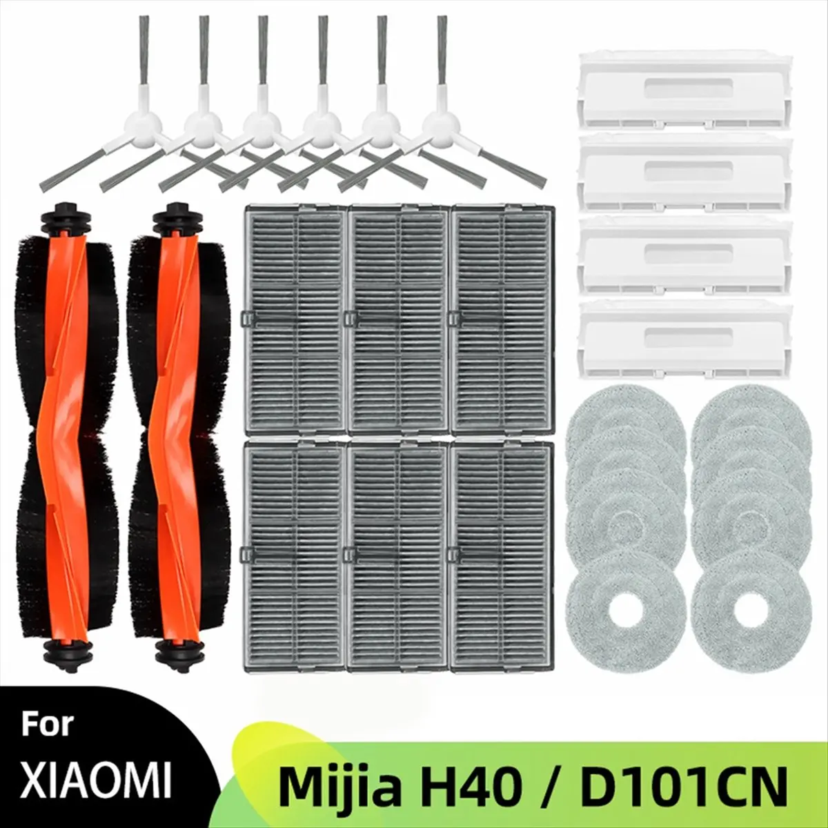 

26 шт. для роботов-пылесосов H40/D101CN, аксессуары для пылесосов, основная боковая щетка, фильтр Hepa, салфетки, мешок для пыли