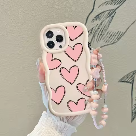 Heart Chain Case For Samsung Galaxy A22 A23 A24 A25 A14 A15 A11 A12 A13 A02S A03S A03 A04 CORE A04E A05 A05S A10S A04S A20S A21S