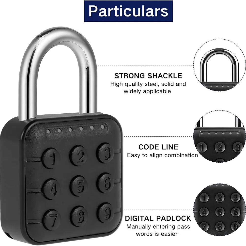 Outdoor Waterproof Keyless Combination Lock 6 Digit Codes Padlock for Gym School Locker Fence Suitcase Luggage