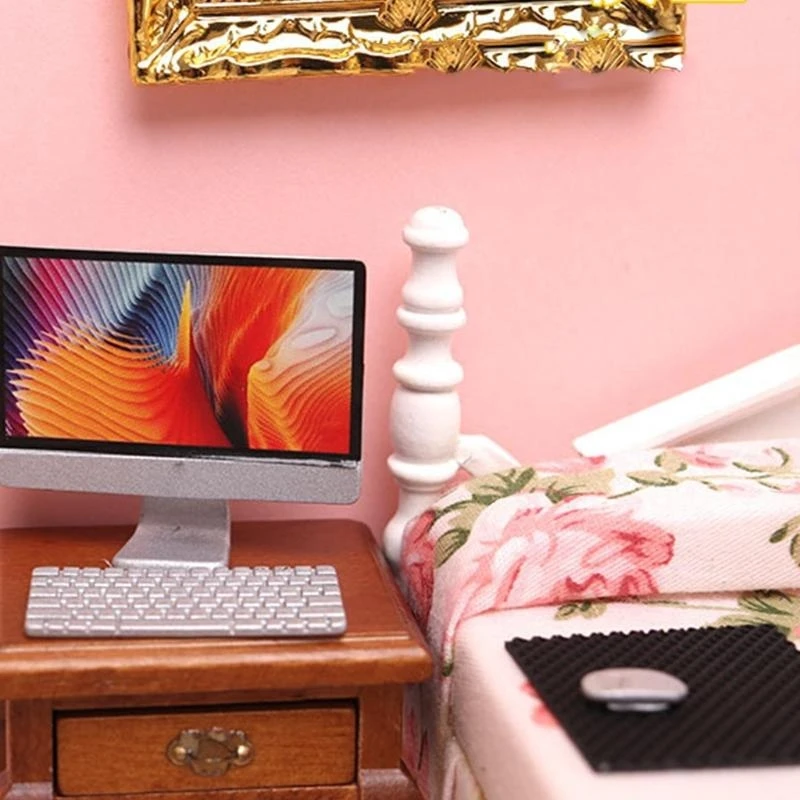 

Mini Toy Figure Model Desktops Computer for Dollhouse Pretend for Play Girls Gif