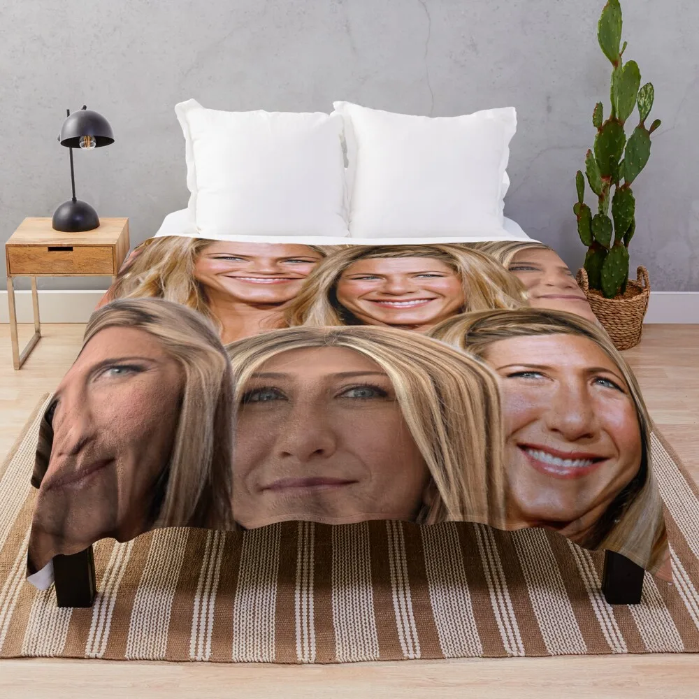 Jennifer Aniston Collage Throw Blanket Tourist Warm Flannel Fabric Beautifuls Blankets