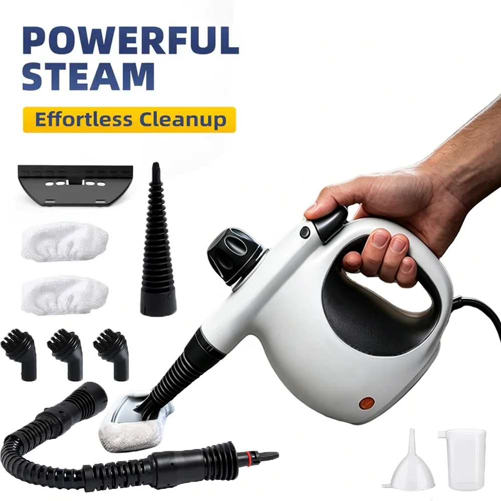 Handheld Steam Cleaner – Pressurized Portable Steamer For Home With 450ml Water Tank & 12 …Accessories, Multi-Surface High-Temperature Steam Cleaning For Car, Furniture, Floor, Kitchen – Removes Stubborn Grime, Grease & Dirt – Chemical-Fre