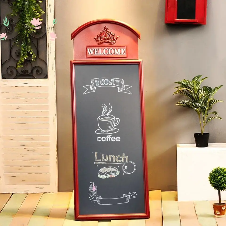 Vintage message board, iron blackboard, telephone booth, creative café decoration, wall-mounted display window
