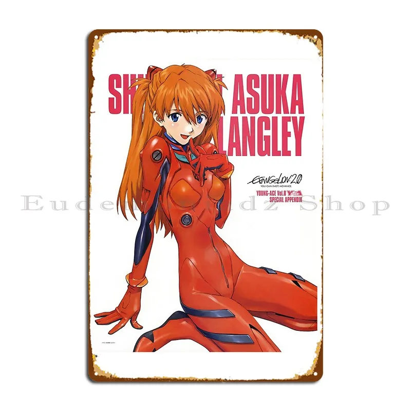 Asuka Langley Metal Sign Cinema Vintage Printing Living Room Retro Tin Sign Poster