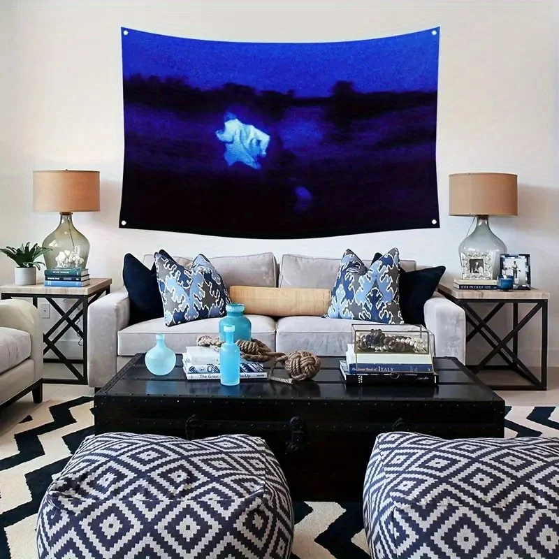 1pc Bright Blue Polyester Wall Hanging Flag, Ideal for Man Cave, College Dorm & Outdoor Use, Perfect Music Gift