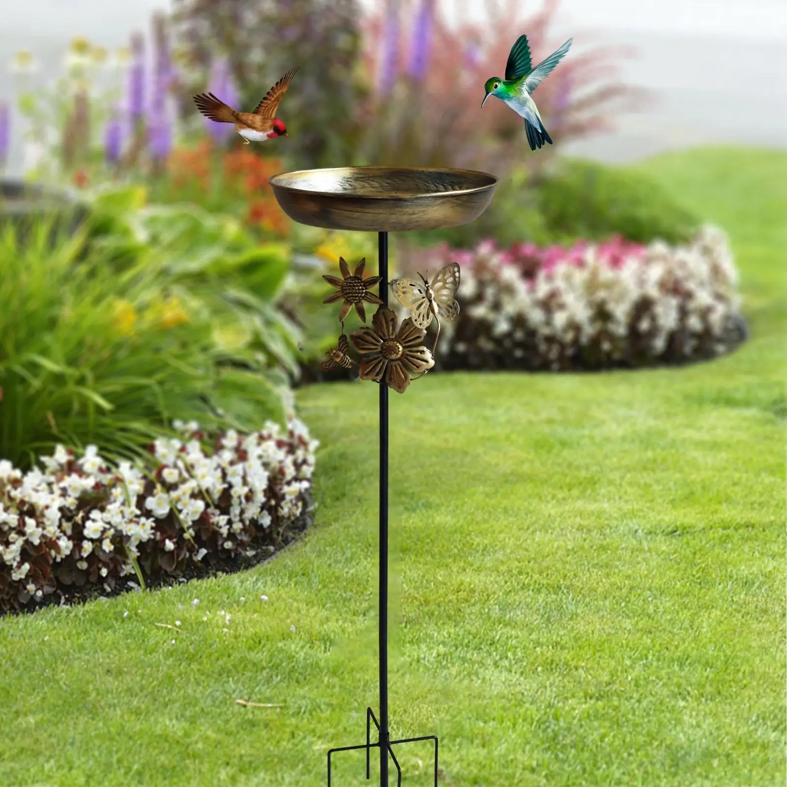 Standing Bird Bath Bowl Bird Feeder Decorative Ornament Backyard Birdbaths Bowl for Railing Deck Balcony Outdoor Housewarming