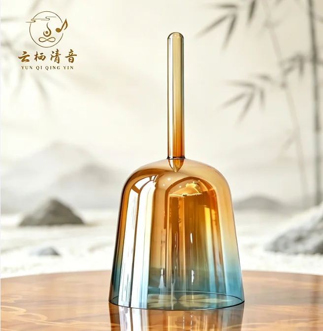 YUNQIQINGYIN CrystalSoul Handheld Alchemy Quartz Crystal Singing Bowl, Iridescent Deep Blue Buddha Light Gradient Bowl for Sound Healing, Spiritual Meditation, Chakra Balancing & Sound Bath Therapy