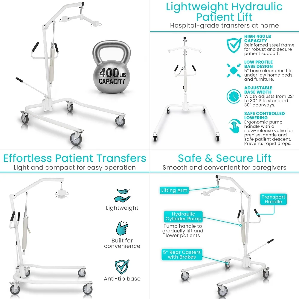 

Patient Lift for Home Use Hydraulic Lift for Elderly Transfer from Bed to Chair amp Floor, Portable Medical Hoist Lift Assist D