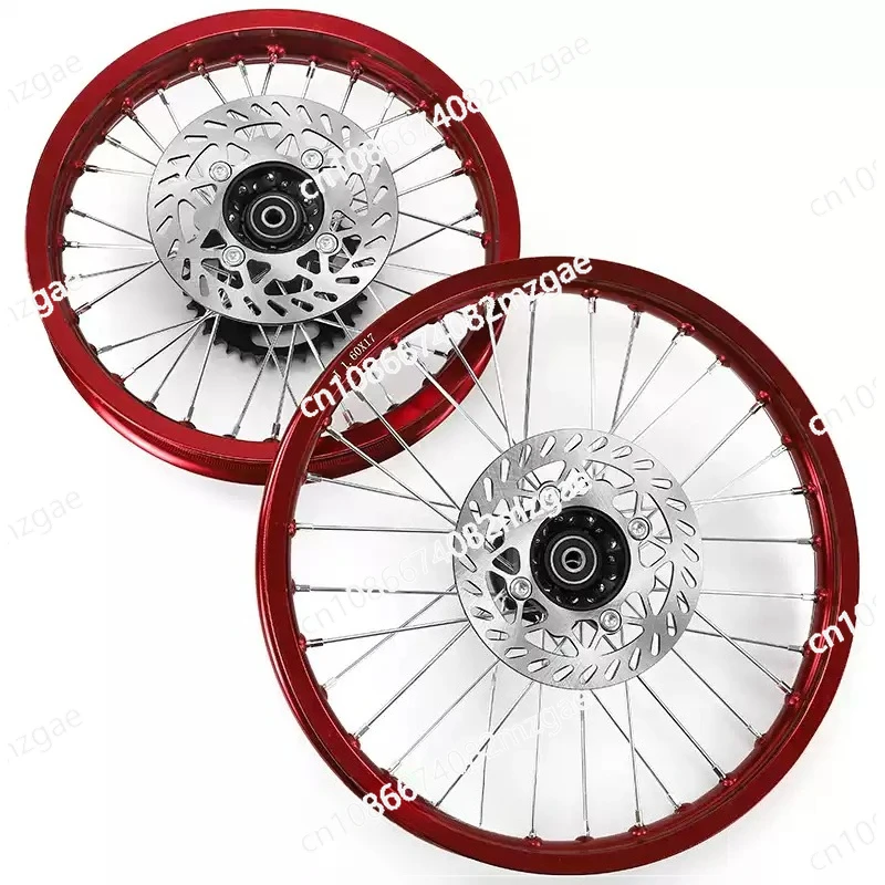 1.60-17 Inch Off Road Aluminum Alloy Wheel and 1.85-14 Inch Tire Set, for Motorcycle Dirt Bike Off-Road Racing and Riding Use