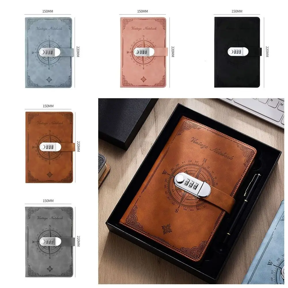 200-Page Password Notebook Stationery Diary Book A5 Notebook With Lock Stain Resistant Smooth Writing Travelers Journal Writing